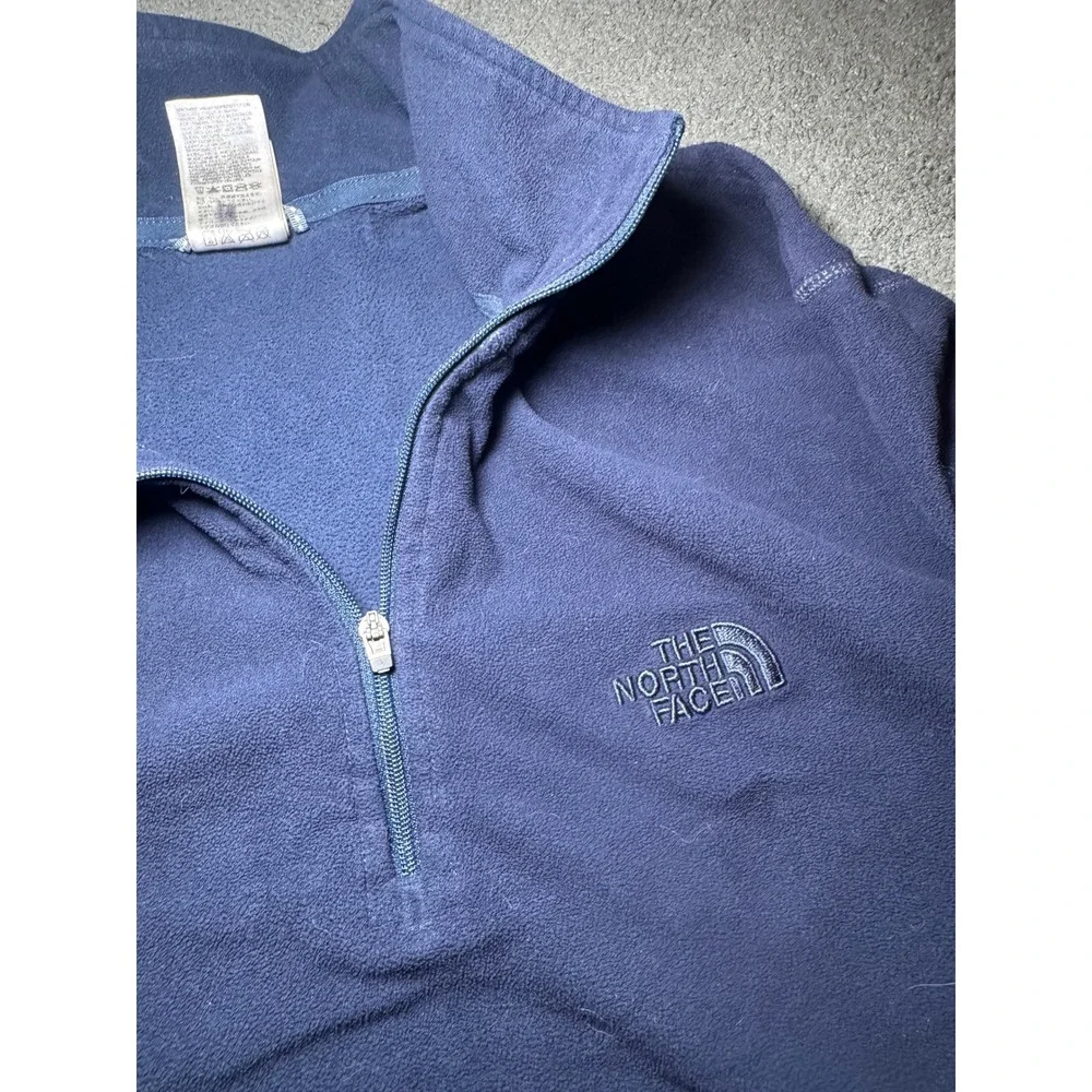 The North Face Mens TKA 100 Quarter Zip Fleece Pullover Navy Blue Medium